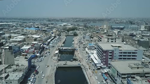 arial view of The Bridge and river in Basrah city in Iraq photo