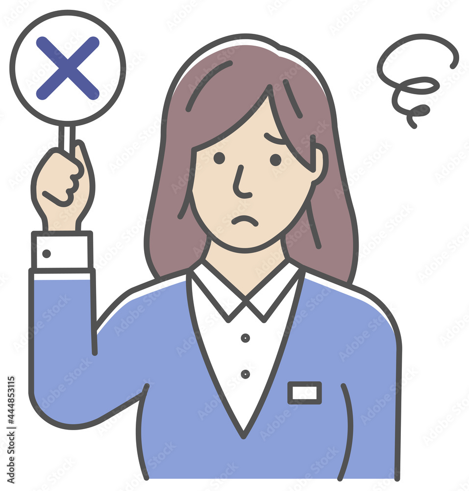 Business woman showing placards illustration ( X mark ) Business woman showing placards illustration ( X mark )