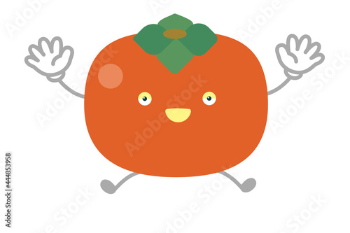 ジャンプするシンプルでかわいい柿のキャラクターのベクターイラスト