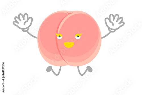 ジャンプするシンプルでかわいい桃のキャラクターのベクターイラスト