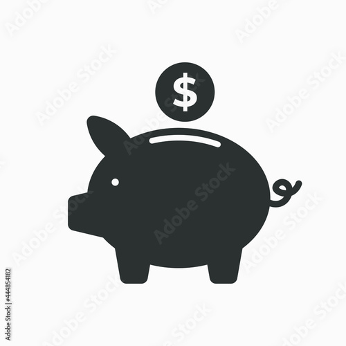 Piggy bank vector icon isolated on white background. Saving money symbol.
