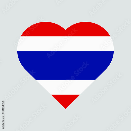 The flag of Thailand in a heart shape. Thai flag vector icon isolated on white background.