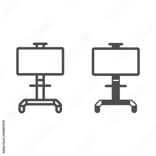 LCD TV with stand line and solid icon, monitors and TV concept, LSD tv on swivel stand vector sign on white background, outline style icon for mobile concept and web design. Vector graphics.