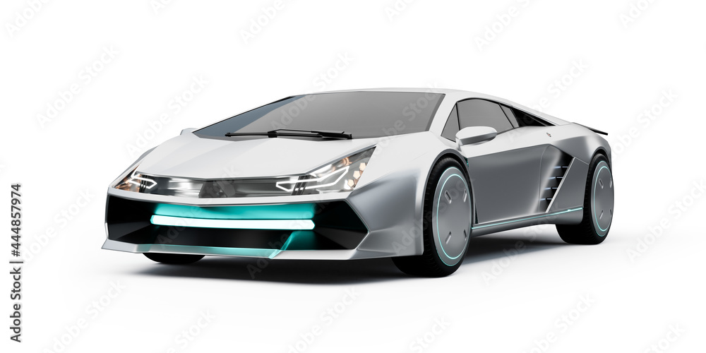 Non-existent brand-less generic concept silver sport electric car Non-existent brand-less generic concept silver sport electric car