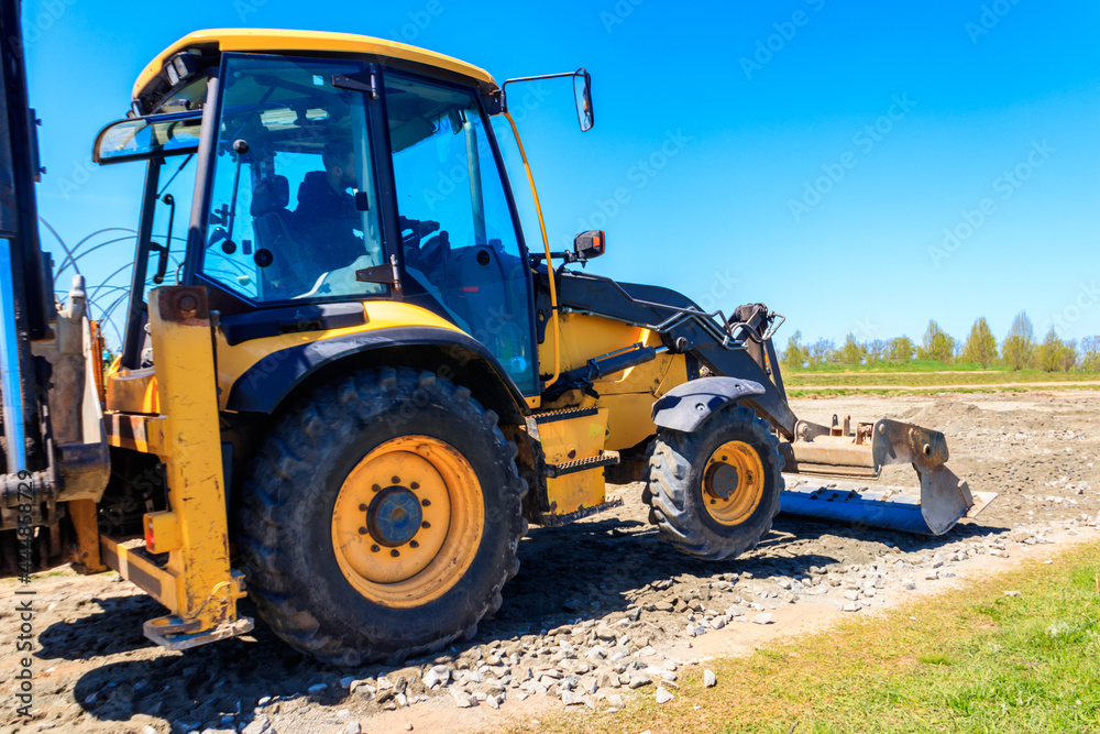 Bulldozer working on a road construction site Bulldozer working on a road construction site