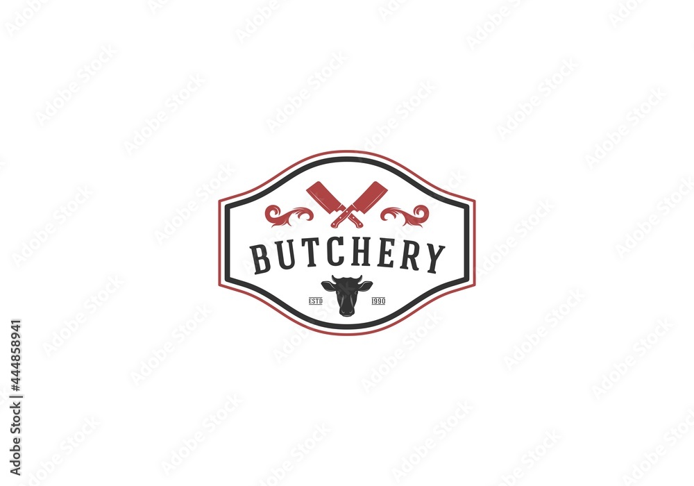 Obraz premium Butchery - logo concept. Butcher shop logo. in white background