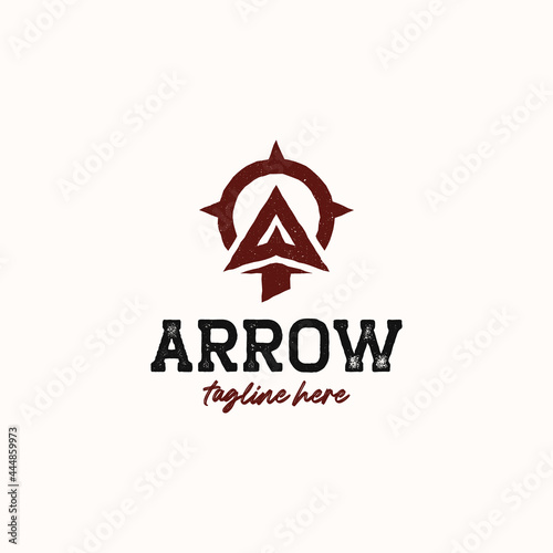 Arrowhead for Archer Archery Outdoor Vintage Hipster Logo Template Isolated in White Background
