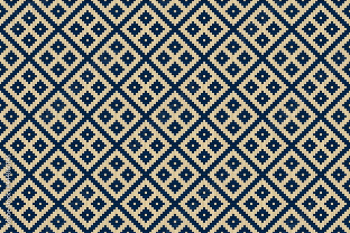 Bamboo-stripes Basketwork Seamless pattern. Blue-orange natural colors, vector illustration. For printing, covering or packaging design, wallpaper, ceiling. photo