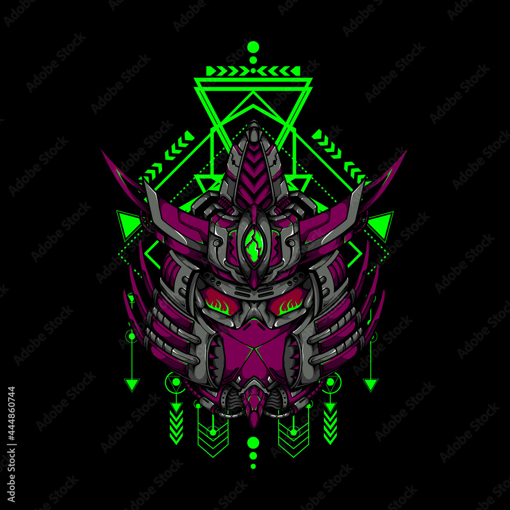 Obraz premium Cyborg Samurai Illustration can use for e-sport and gaming logo