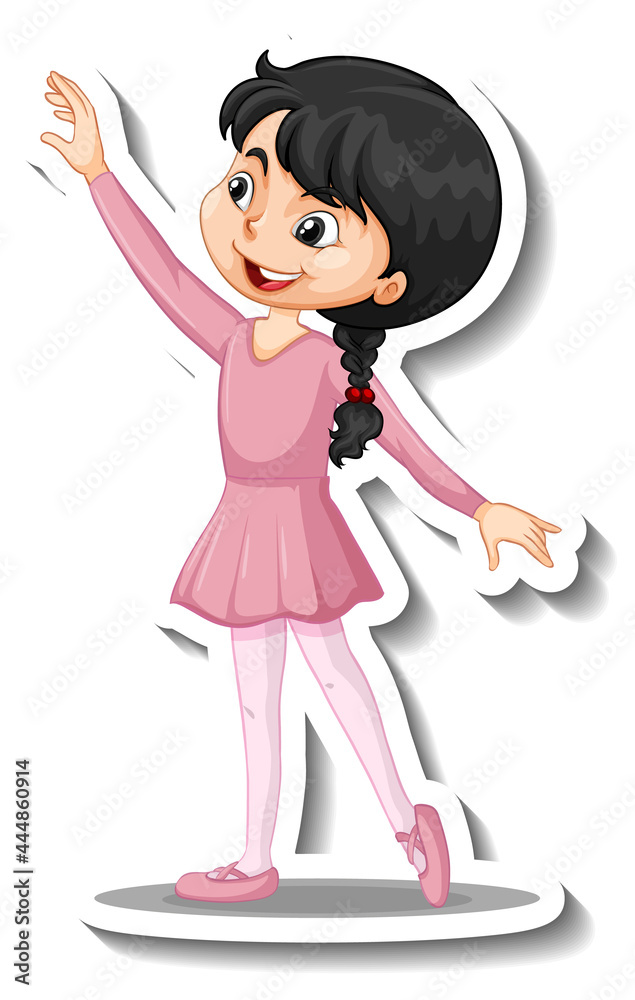 Cartoon character sticker with a girl dance ballet Cartoon character sticker with a girl dance ballet