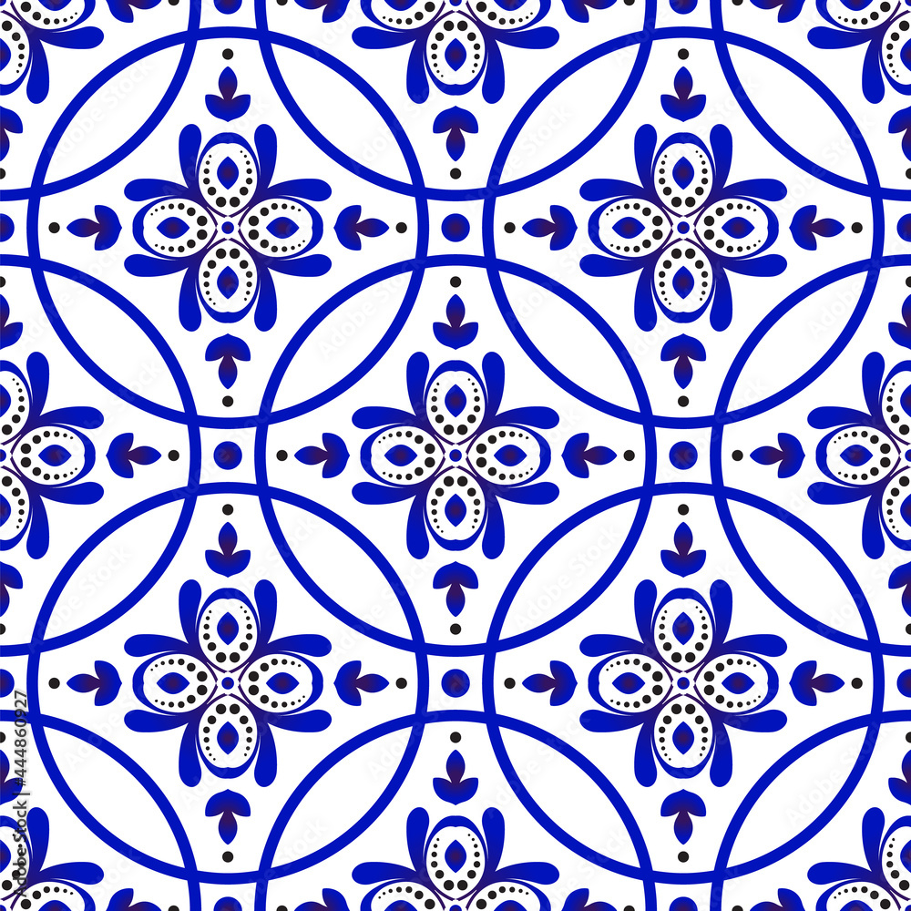 Fototapeta premium seamless floral blue pattern