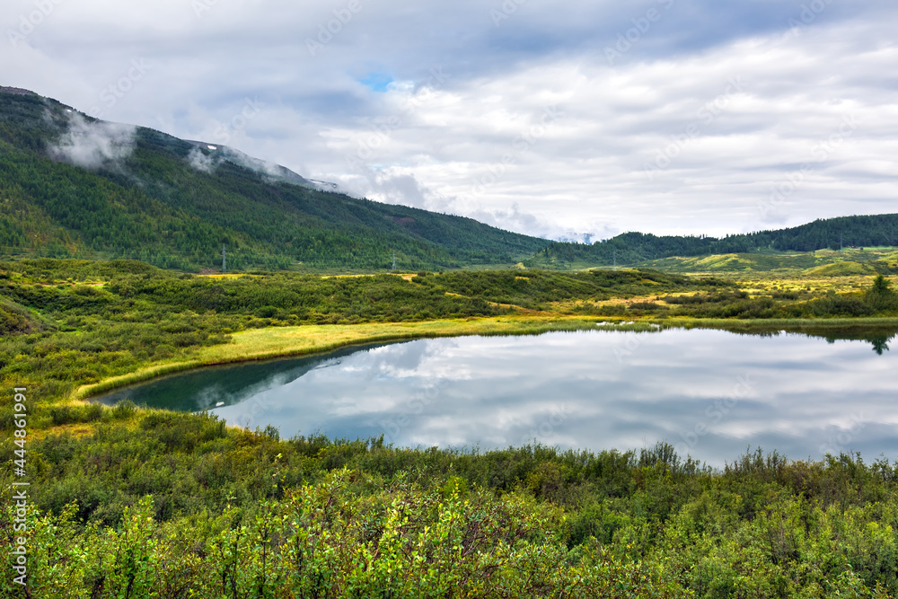 Mountain landscape with a lake. Ulagan district, Altai Republic