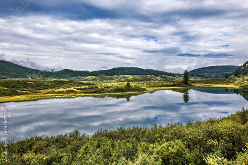 Mountain landscape with a lake. Ulagan district, Altai Republic photo