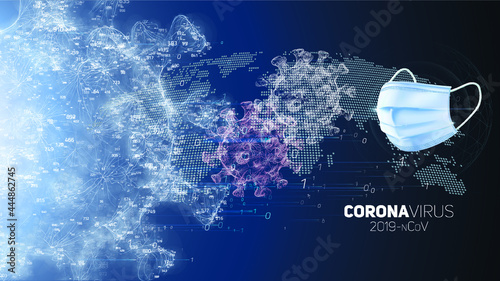 Mutating virus concept and new coronavirus variant outbreak or covid-19 viral cell mutation and influenza background as dangerous flu strain with disease cells as a 3D render.