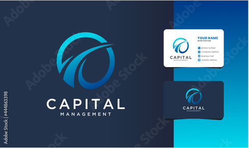 modern capital management logo with business card design.
