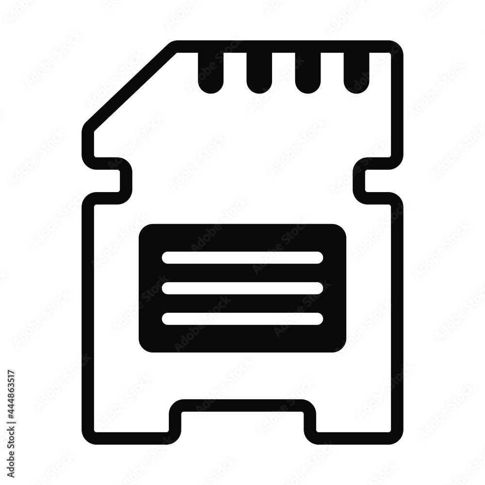 Memory Card vector Icon-  Black style high quality vector illustration.