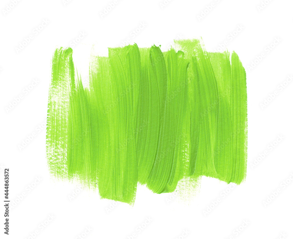 Fototapeta premium Green acrylic paint textured background. Organic creative banner. Brush stroke design.