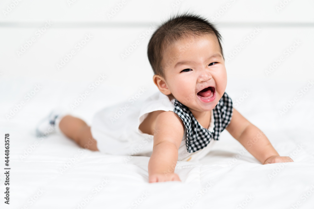 happy baby newborn on bed happy baby newborn on bed