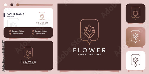 Creative flower logo with line style Premium Vector