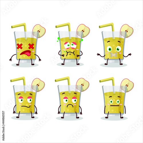Fresh apple juice cartoon character with nope expression. Vector illustration