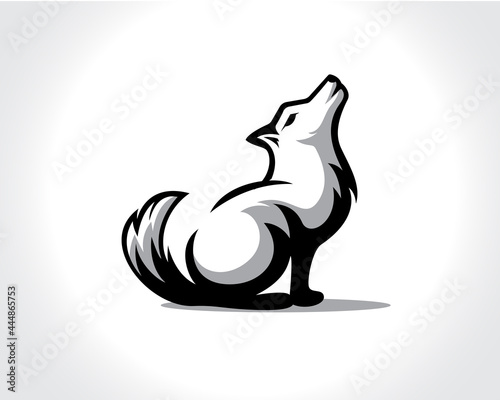 sitting wolf howling drawing art logo design illustration inspiration