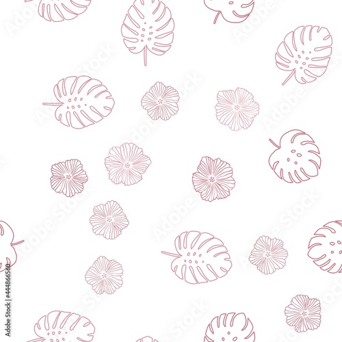 Light Pink vector seamless doodle pattern with flowers, leaves. Colorful illustration in doodle style with leaves, flowers. Pattern for trendy fabric, wallpapers.