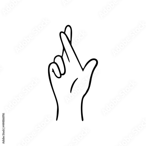 Good luck. Gesture human hand. Vector doodle illustration.