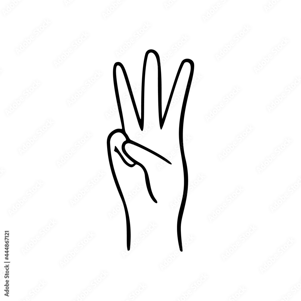 Hand with fingers splay. Gesture human hand. Vector doodle illustration. Hand with fingers splay. Gesture human hand. Vector doodle illustration.
