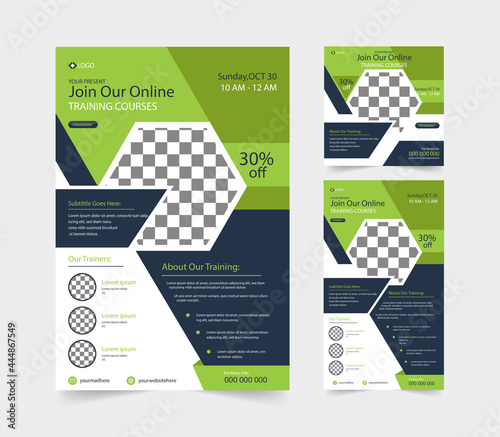 Online Business Conference lives webinar invitation template set. Live stream invitation, online class, e-learning, live training session, banner social media post.