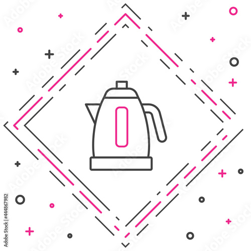 Line Electric kettle icon isolated on white background. Teapot icon. Colorful outline concept. Vector