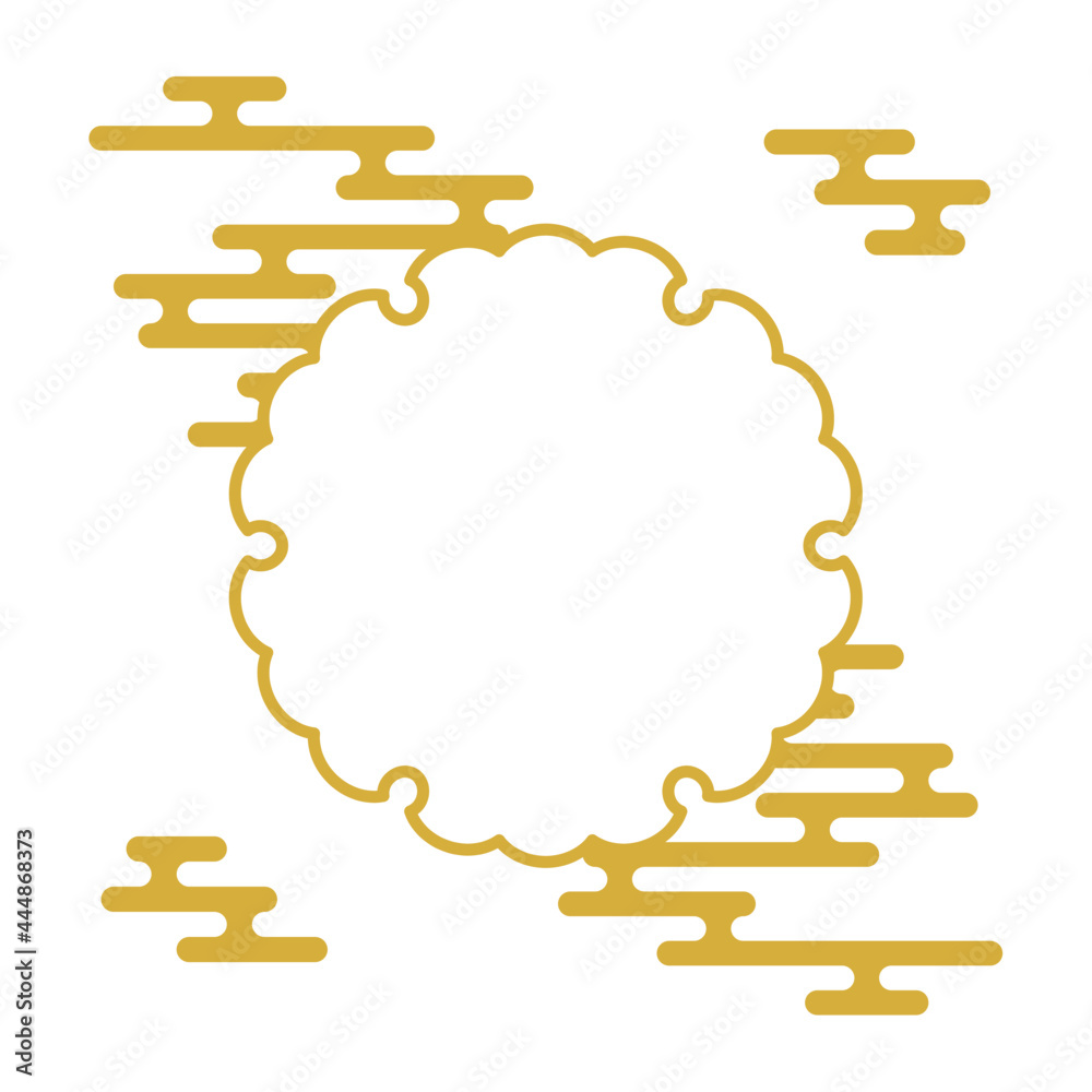 日本の伝統文様 モダンな雪輪のフレームと和雲のイラスト 金色 Stock Vector Adobe Stock