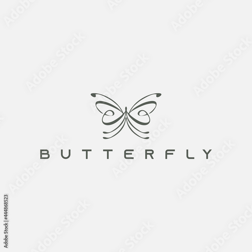 simple and modern line art butterfly logo design template