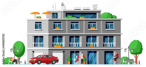 Modern Apartment Building Isolated.