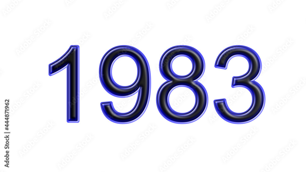 blue 1983 number 3d effect white background blue 1983 number 3d effect white background