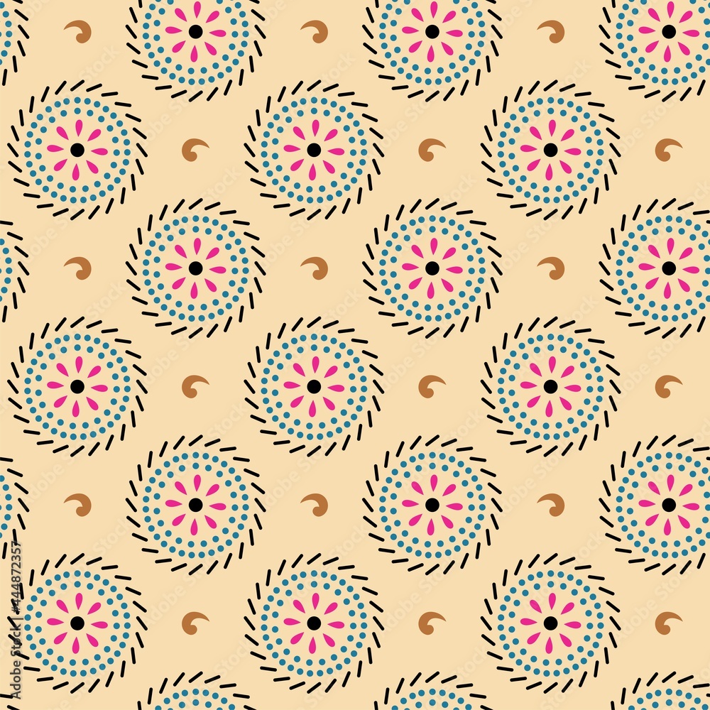 Naklejka premium Circular Pattern. Vector seamless vintage style. Modern stylish abstract texture. Repeating geometric tiles from striped elements