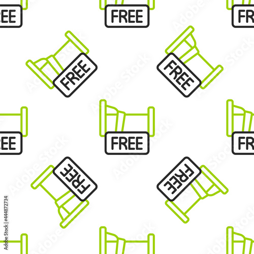 Line Free overnight stay house icon isolated seamless pattern on white background. Vector