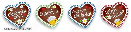 four gingerbread hearts Oktoberfest 2021 2022