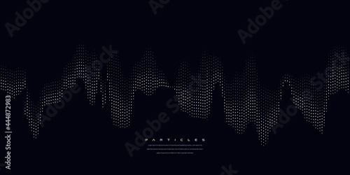 Abstract particle 3d background element, hi-tech and big data algorithms visualization vector illustration with shining dots combination.