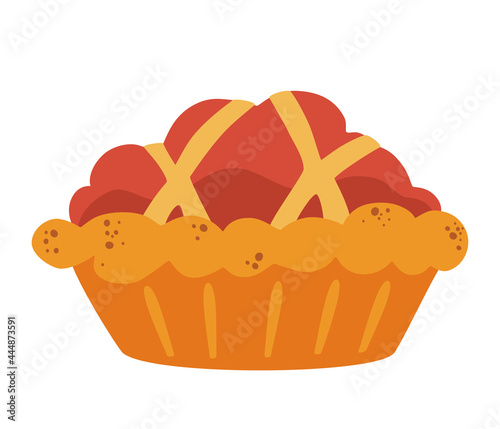 Sweet traditional pie. Homemade baking. Traditional thanksgiving meal. Classic American sweet pie. Autumn food hand drawn vector illustration.