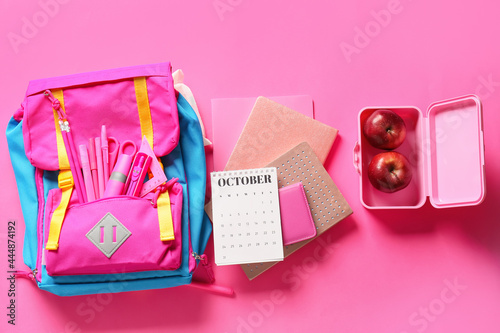 School backpack with statio...