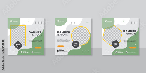 Minimalist promotion square web banner for social media furniture or fashion sale