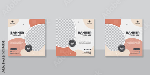 Minimalist promotion square web banner for social media furniture or fashion sale