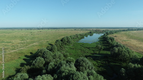 Drying river bed on a sunny summer day