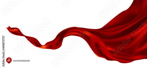 Abstract vector flying wave silk or satin fabric on white background for grand opening ceremony or other occasion