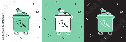 Set Recycle bin with recycle symbol icon isolated on white and green, black background. Trash can icon. Garbage bin sign. Recycle basket. Vector