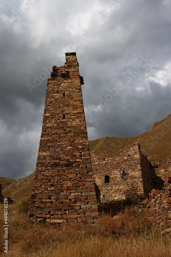 Caucasus, Ossetia. Mamison gorge. Fighting tower in the village of Lisri.