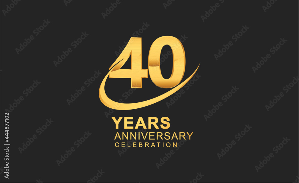 40th years anniversary with swoosh design golden color isolated on black background for celebration 40th years anniversary with swoosh design golden color isolated on black background for celebration