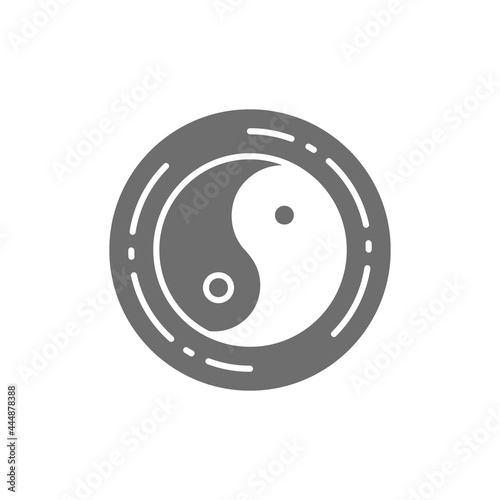 Yin yang sign, chinese symbol grey icon.