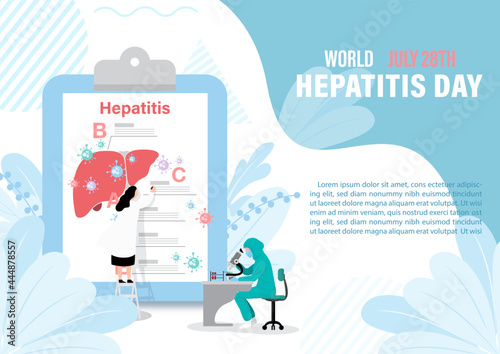 Concept of hepatitis A, B, C, D,. World hepatitis day poster's campaign in flat style and vector design.