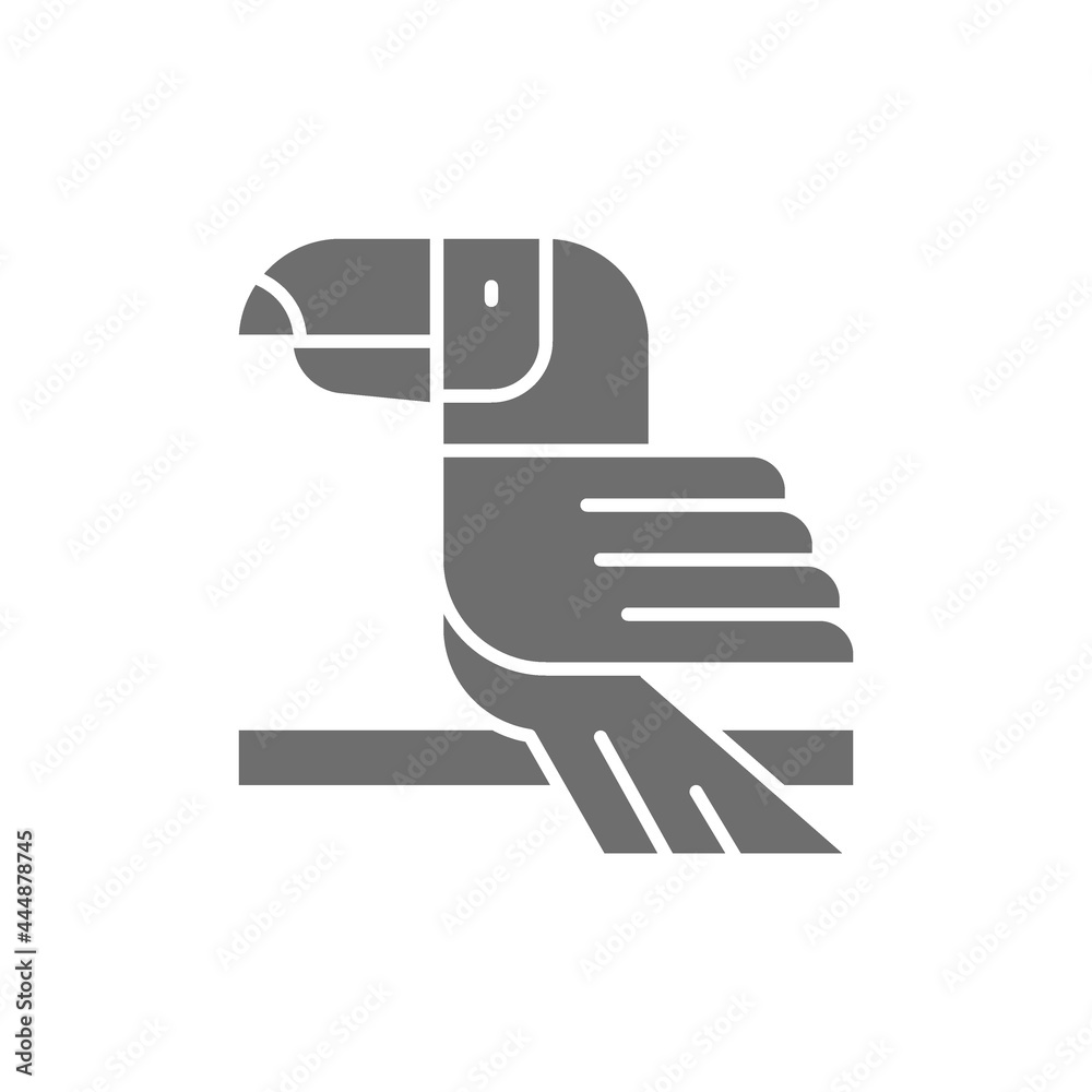 Toucan, tropical bird grey icon. Isolated on white background Toucan, tropical bird grey icon. Isolated on white background